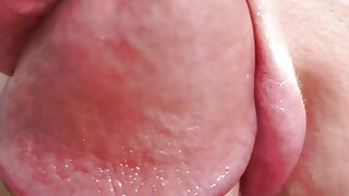 Close-up blowjob with cum in mouth and swallowing